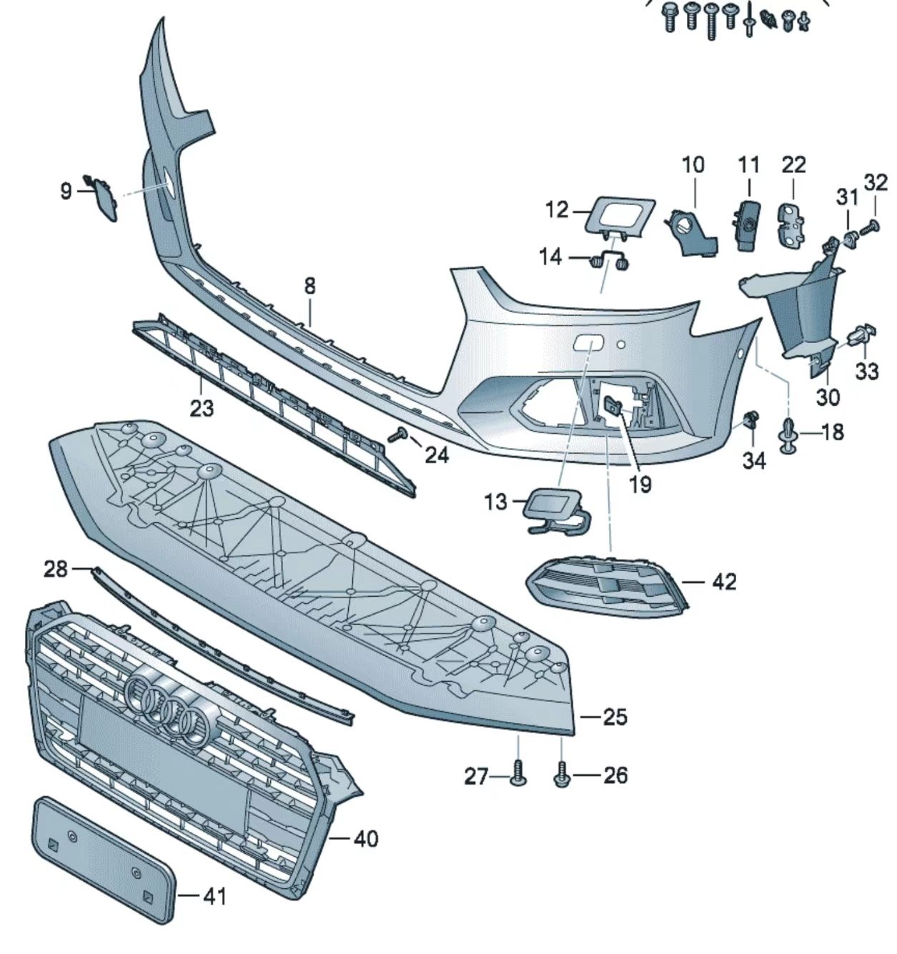 Grille AU1260070 for 奥迪 Audi