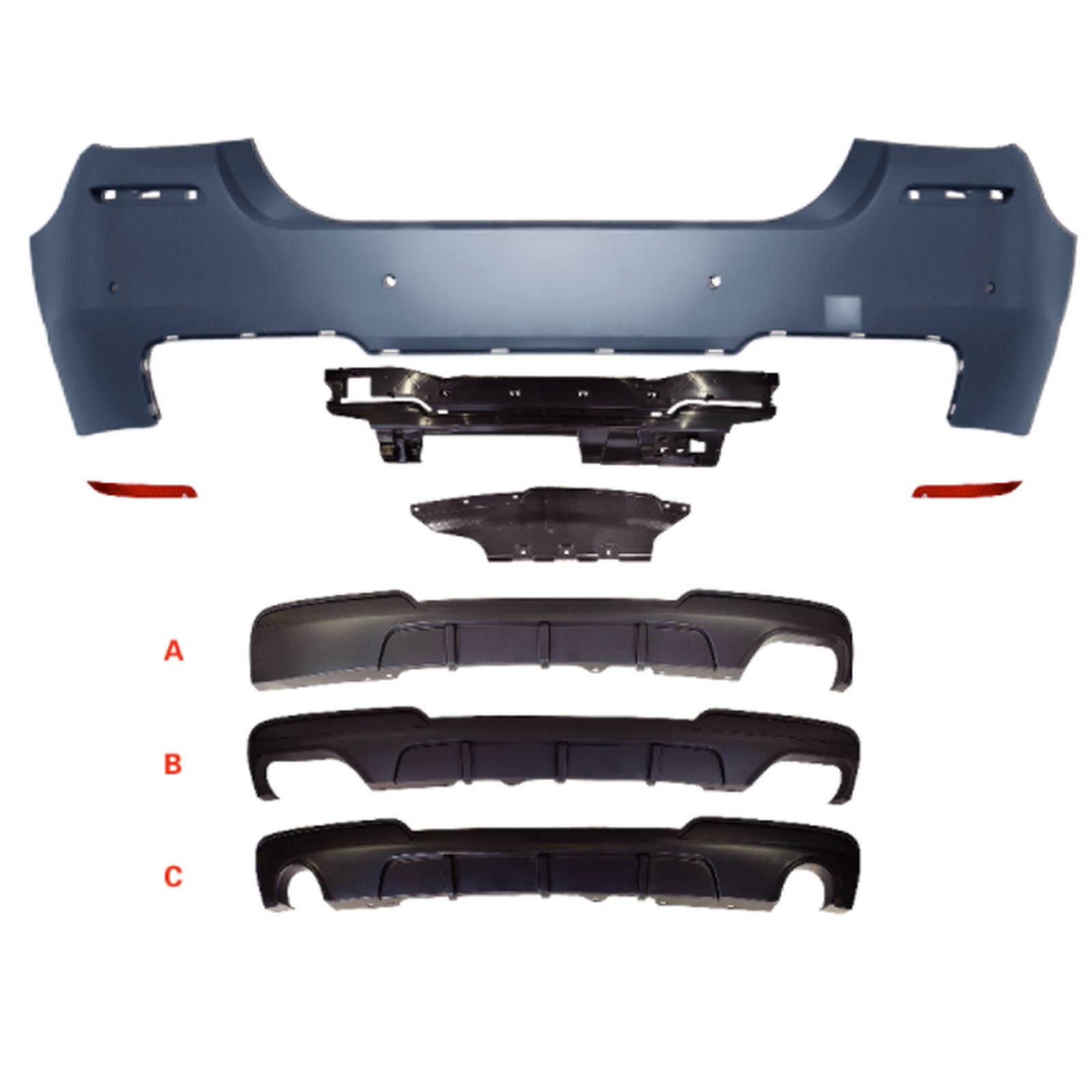 F10 M-Tech Rear Bumper Assy A/B/C for Rear diffuser MTP-F10-029 for BMW