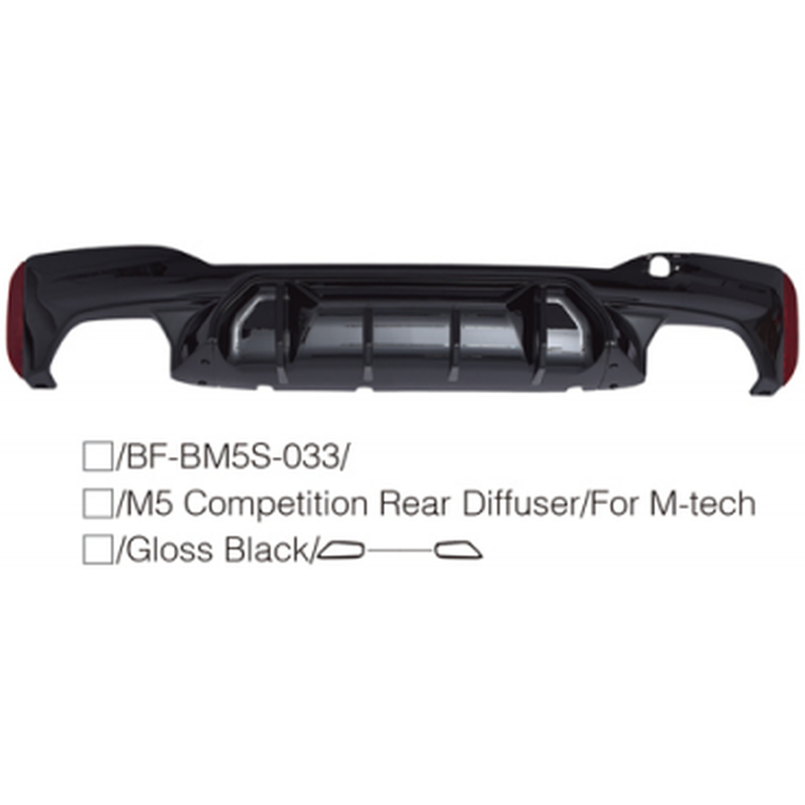 M5 Competition Rear Diffuser/For M-Tech/ Gloss Black & Carbon Look/口----口 MTP-G30-051 for BMW