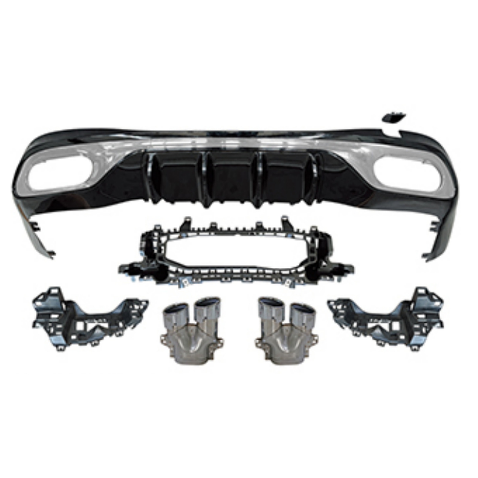 CLE53 Rear Diffuser With Tail Pipe For AMG Line/24+/Silver MTP-W236-002 for BENZ