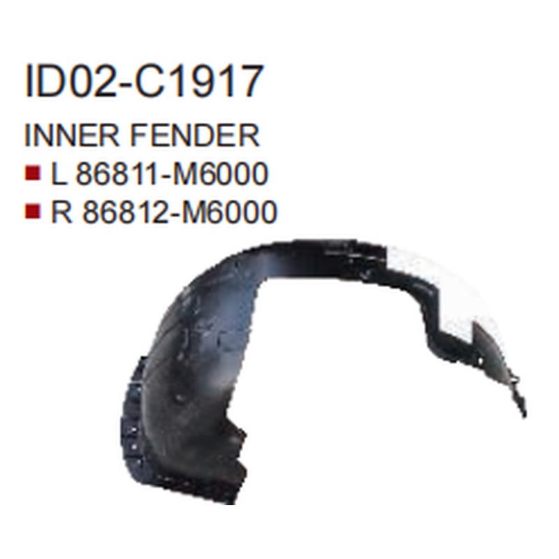 Inner Fender KA0230032 for 起亚 Kia