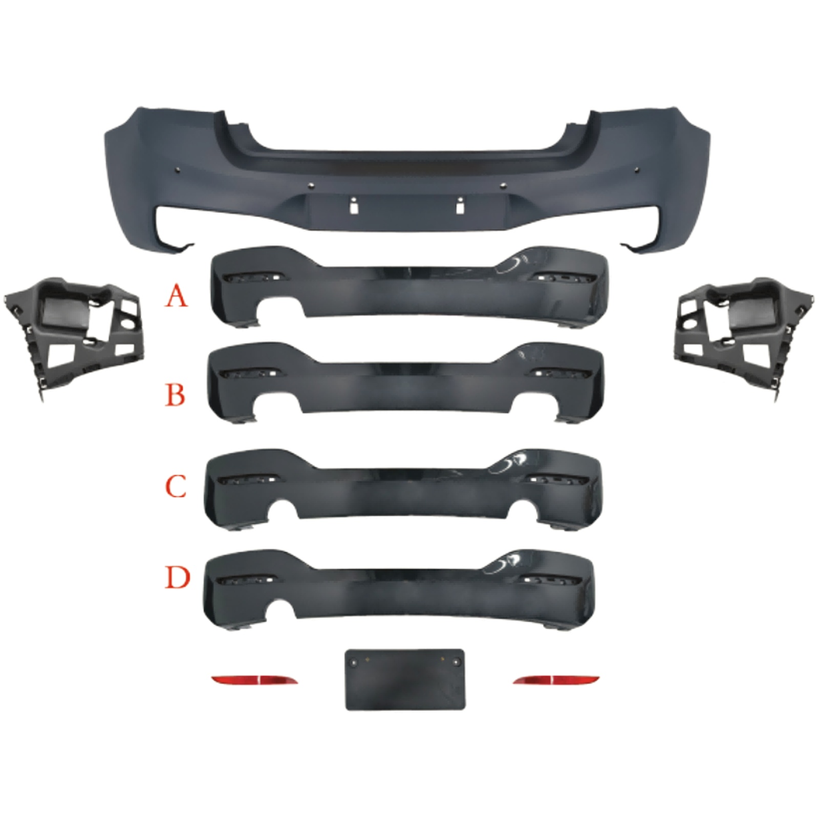 F20 M-Tech Rear Bumper Assy A/B/C/D for rear diffuser MTP-F20-020 for BMW