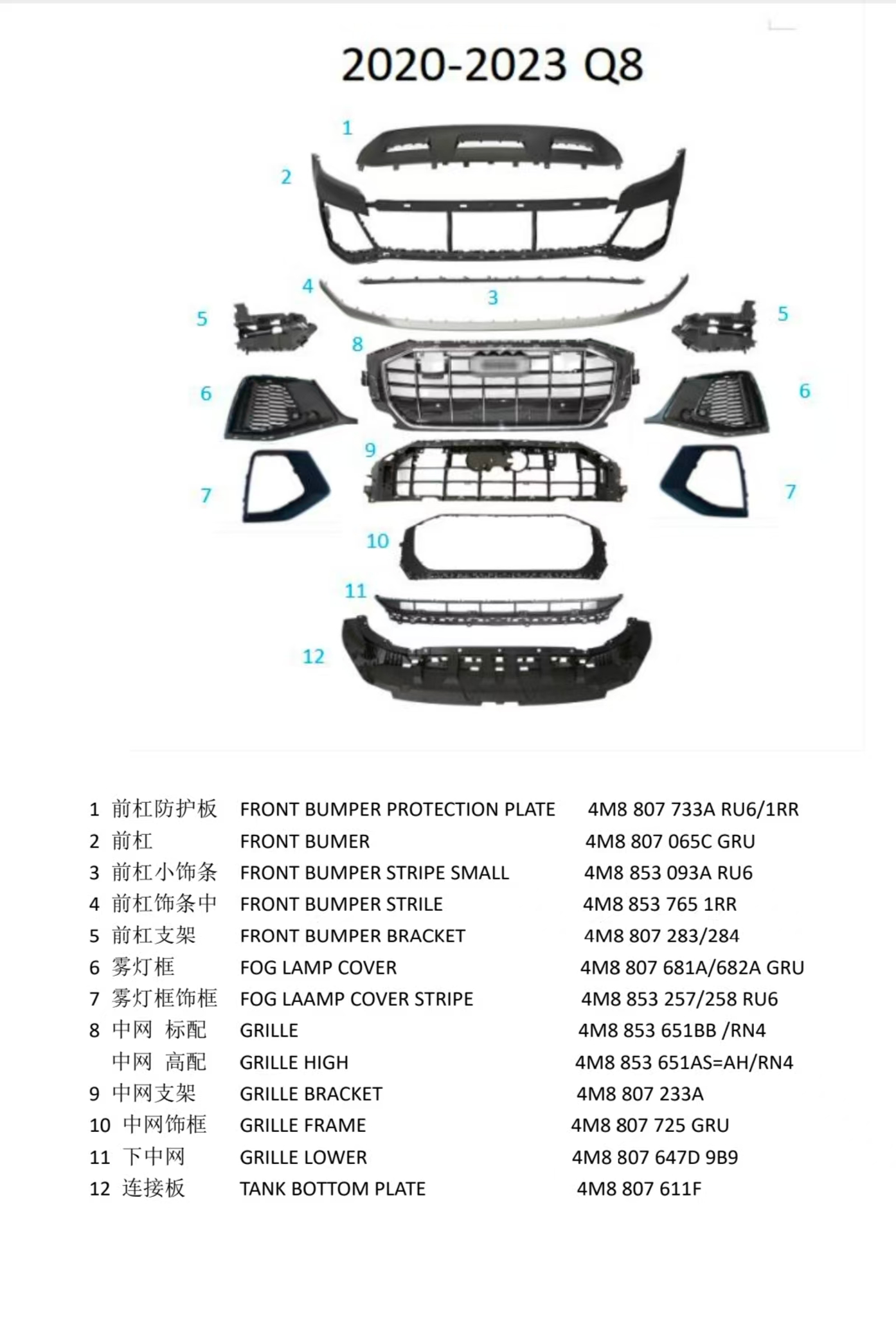 Front Bumper AU0310040WA for 奥迪 Audi