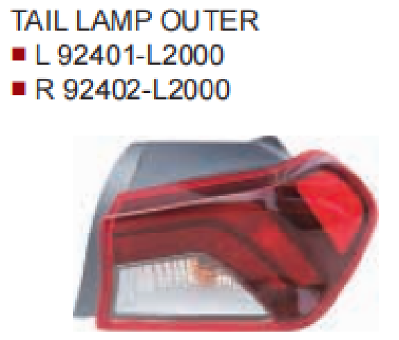 Tail Lamps KA0240171 for 起亚 Kia