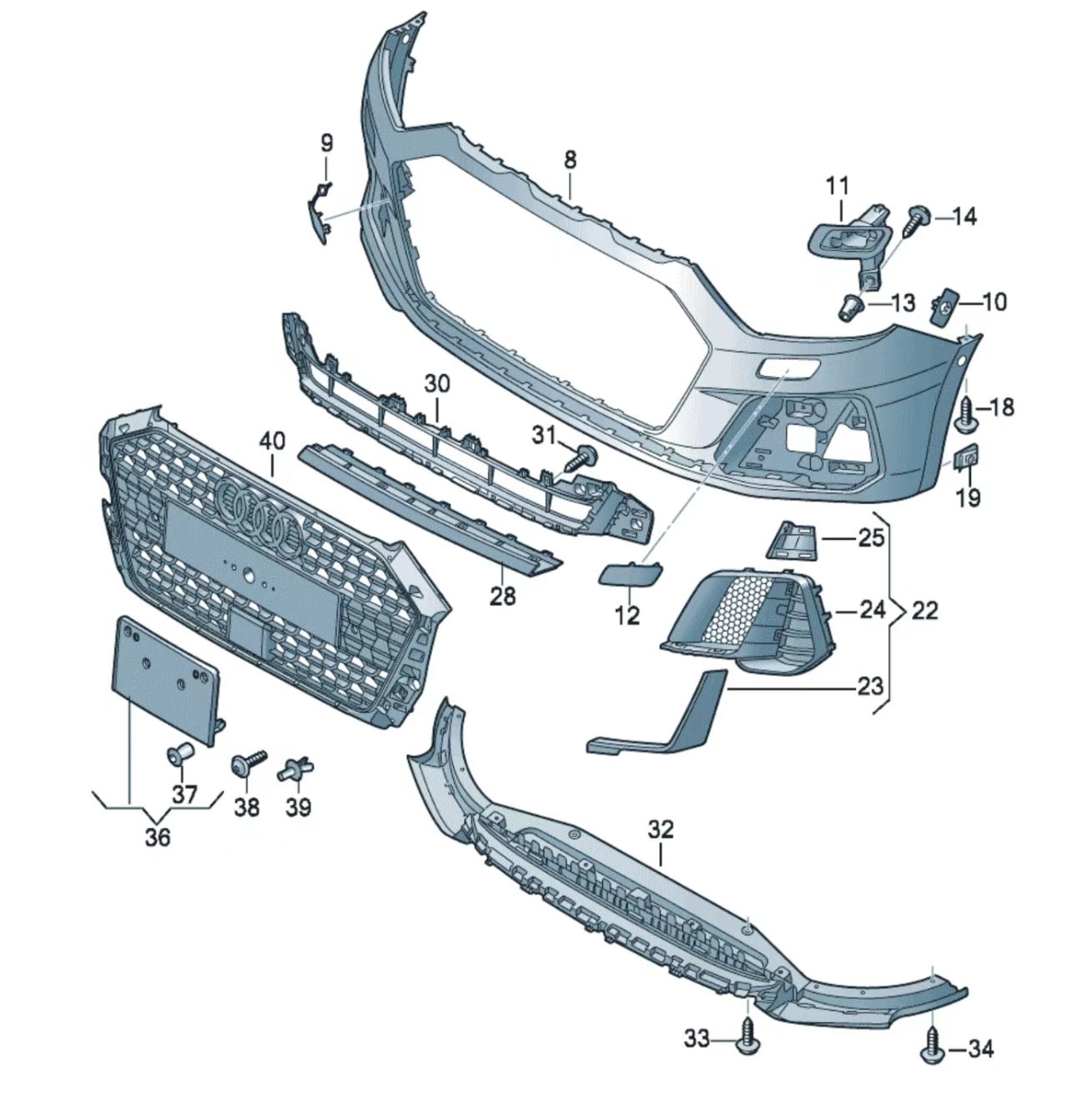 Front Bumper AU0880040SPAWS for 奥迪 Audi