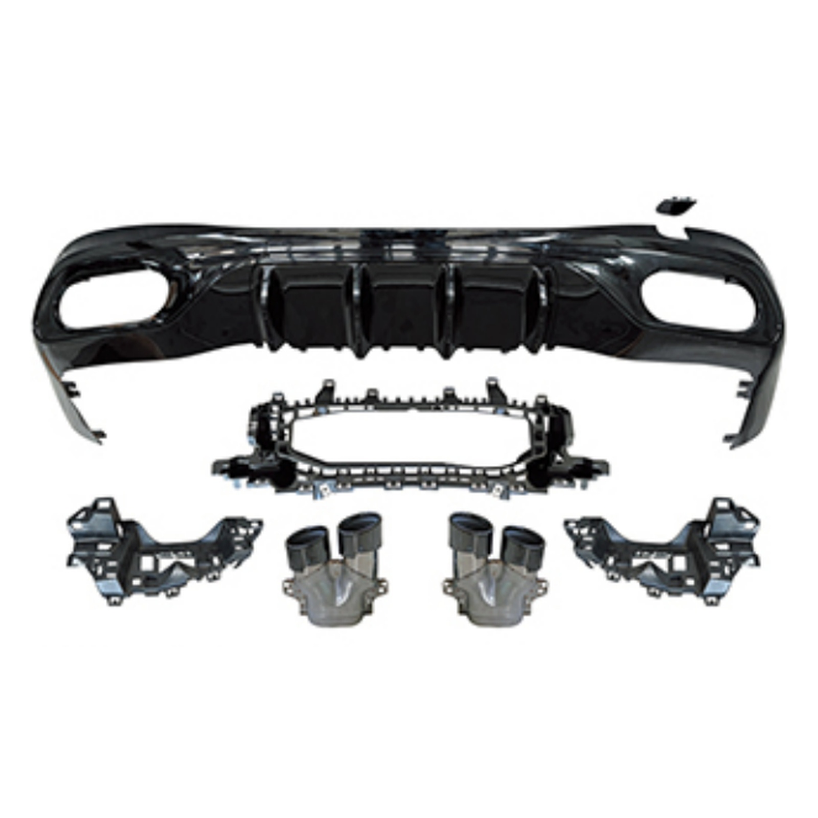 CLE53 Rear Diffuser With Tail Pipe For AMG Line/24+/Black MTP-W236-003 for BENZ